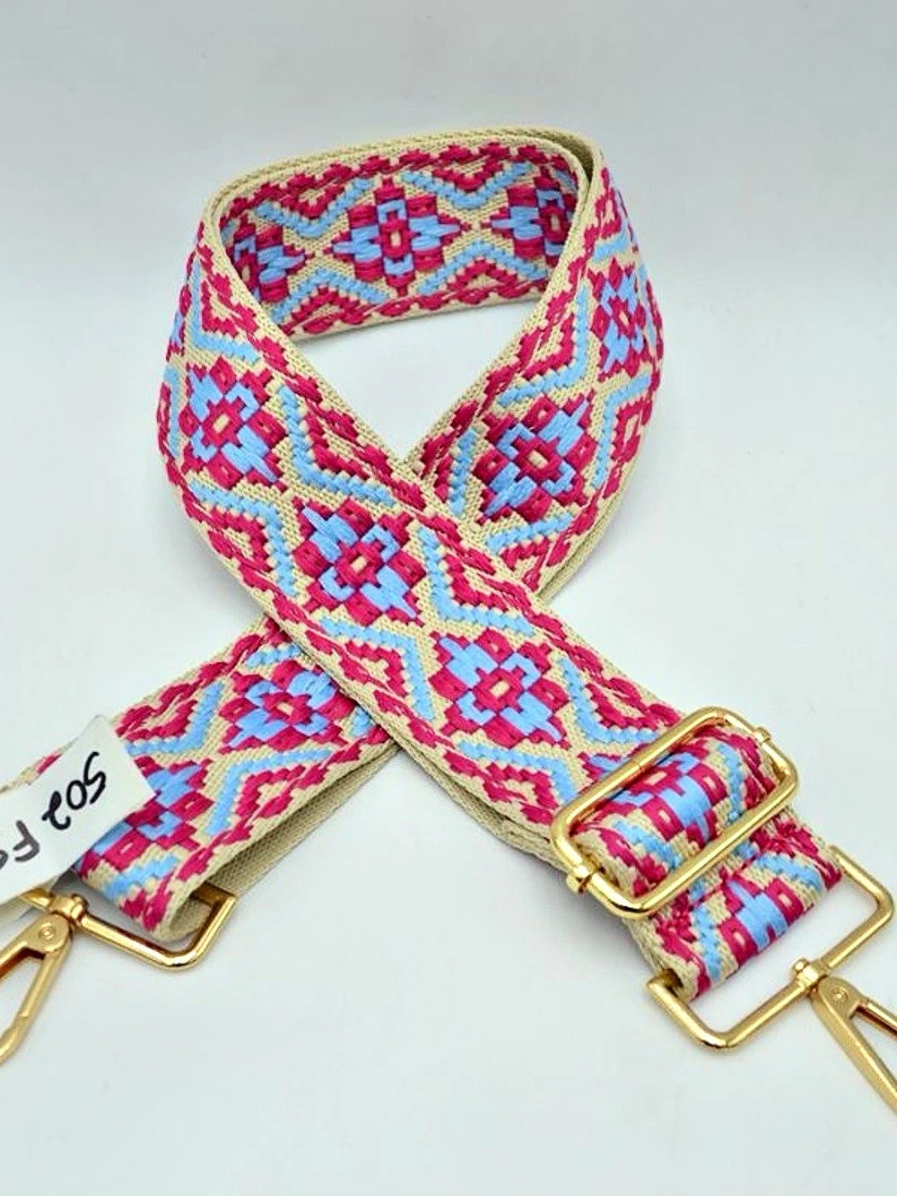Pink & Blue Geometric Bag Strap